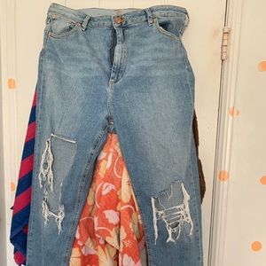 Plus size denim high waisted jeans